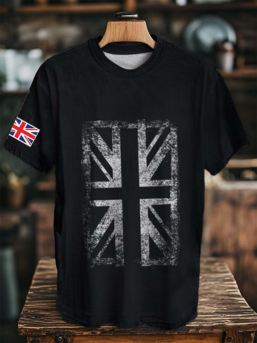 Men's England Flag Printed Short Sleeve T-shirt