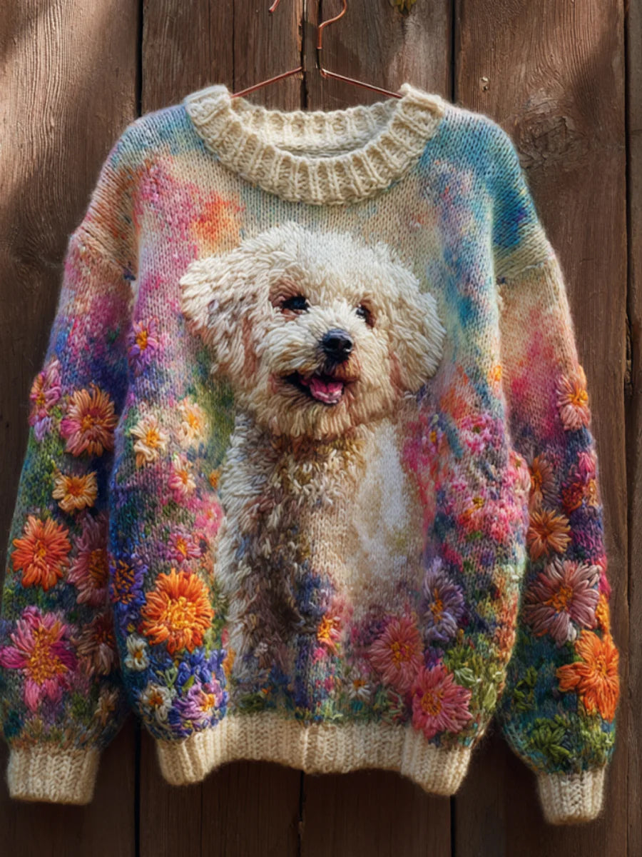 Women's Autumn Dog Art Print Sweatshirt