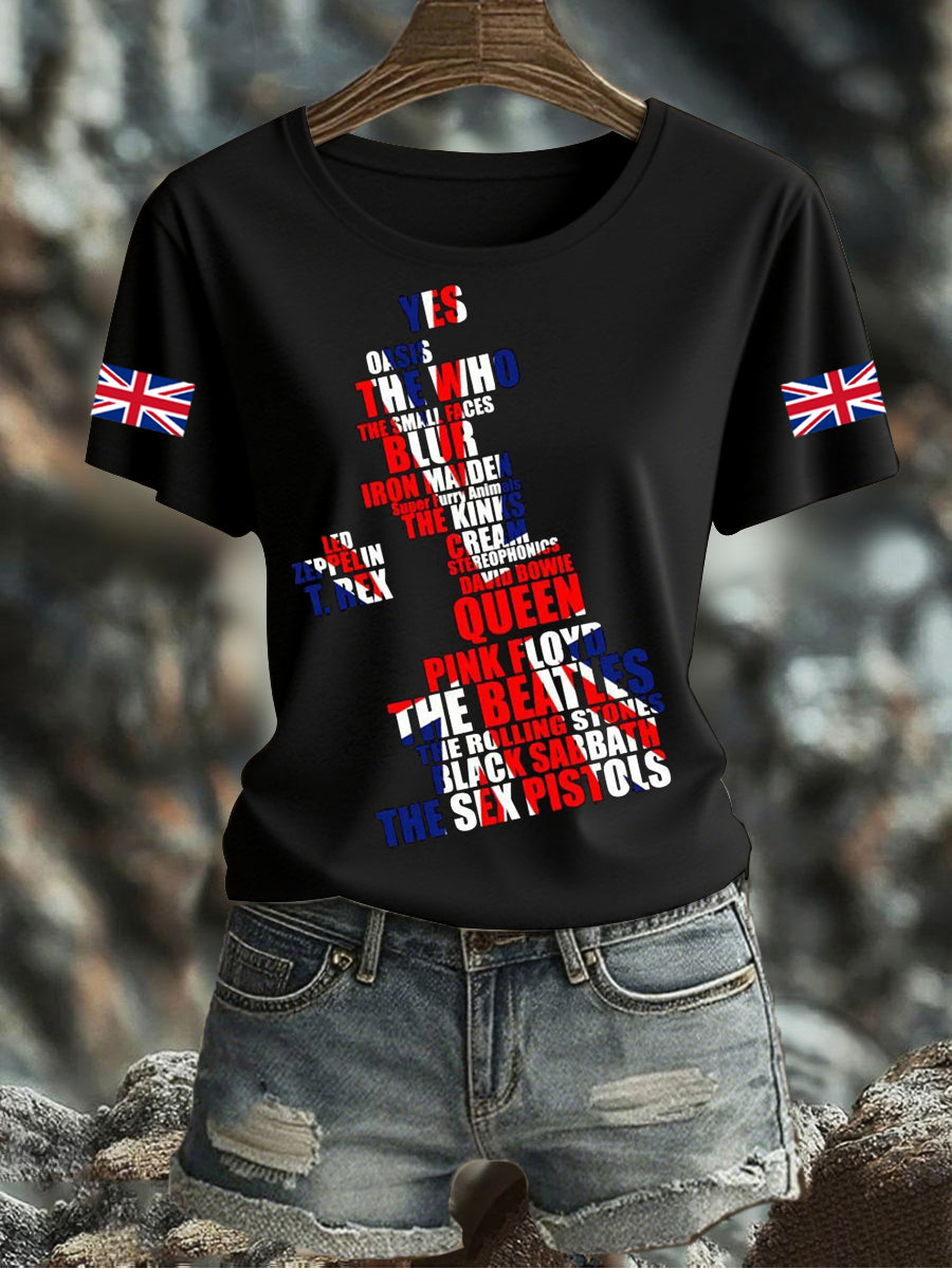 Women's UK Flag Printed T-shirt