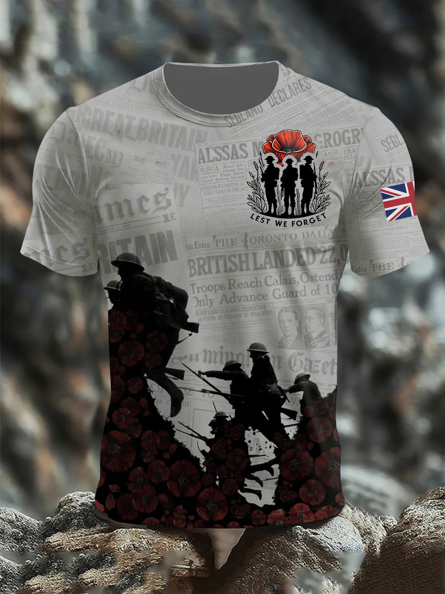 Men's Remembrance Day Lest We Forget Short Sleeves T-shirt
