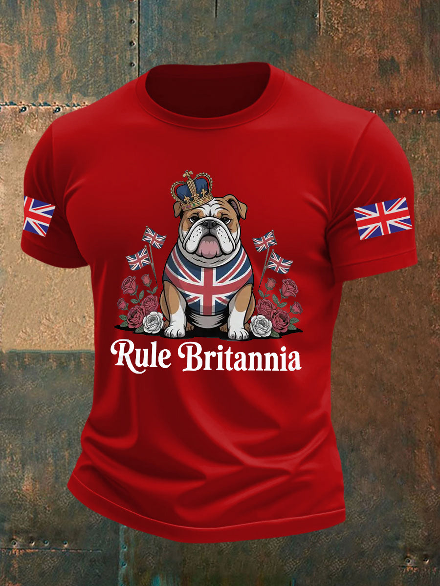 Men's Vintage England Flag Rule Britannia Printed T-shirt