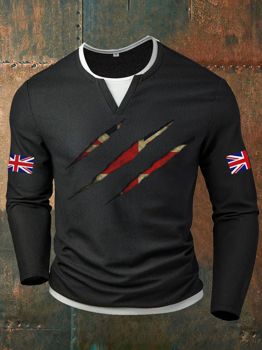 Men's UK Flag Art Printed Casual Tops