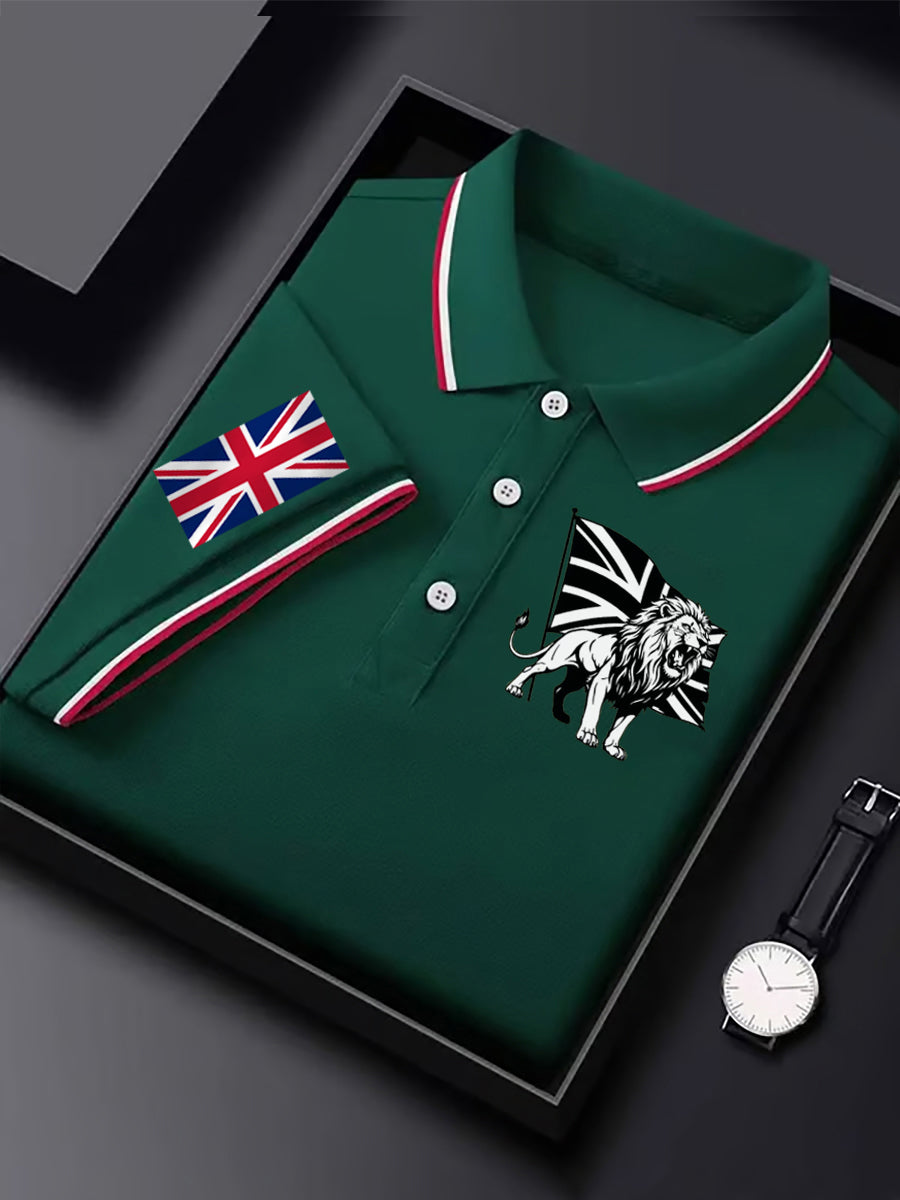 Men's Vintage England Flag Lion Printed Shirt