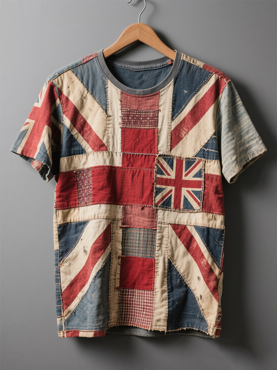 Unisex Union Jack patchwork style Printed short sleeves t-shirt