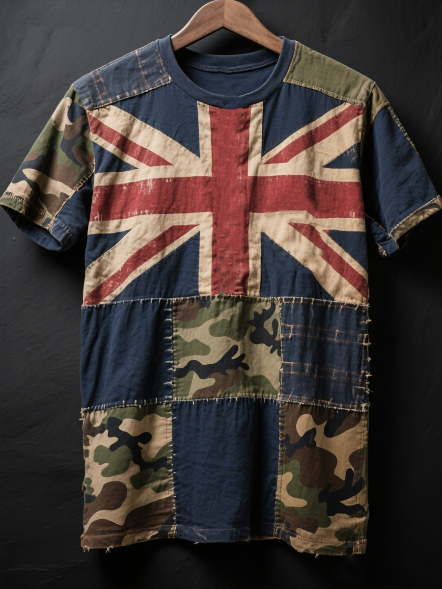 Men's British flag and camouflage pattern Printed short sleeves t-shirt