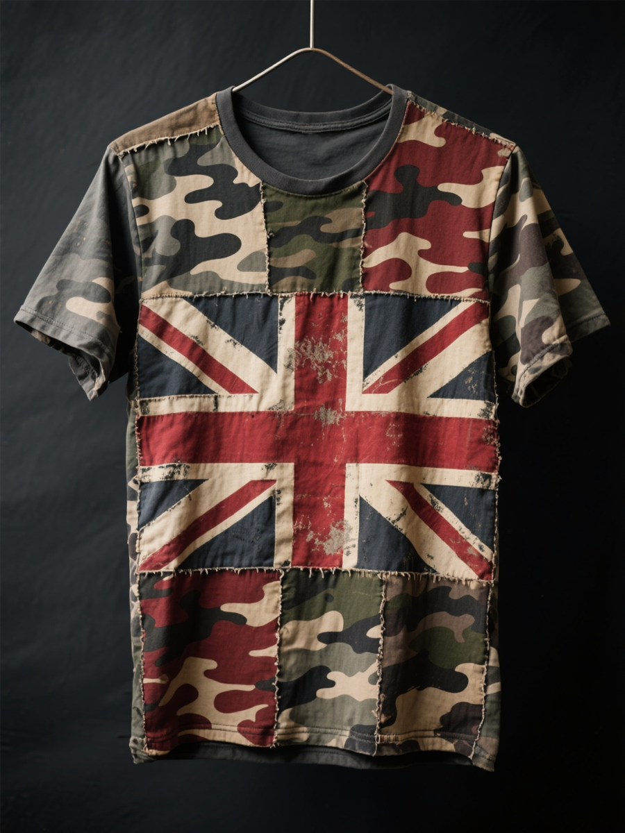 Men's British flag and camouflage pattern Printed short sleeves t-shirt