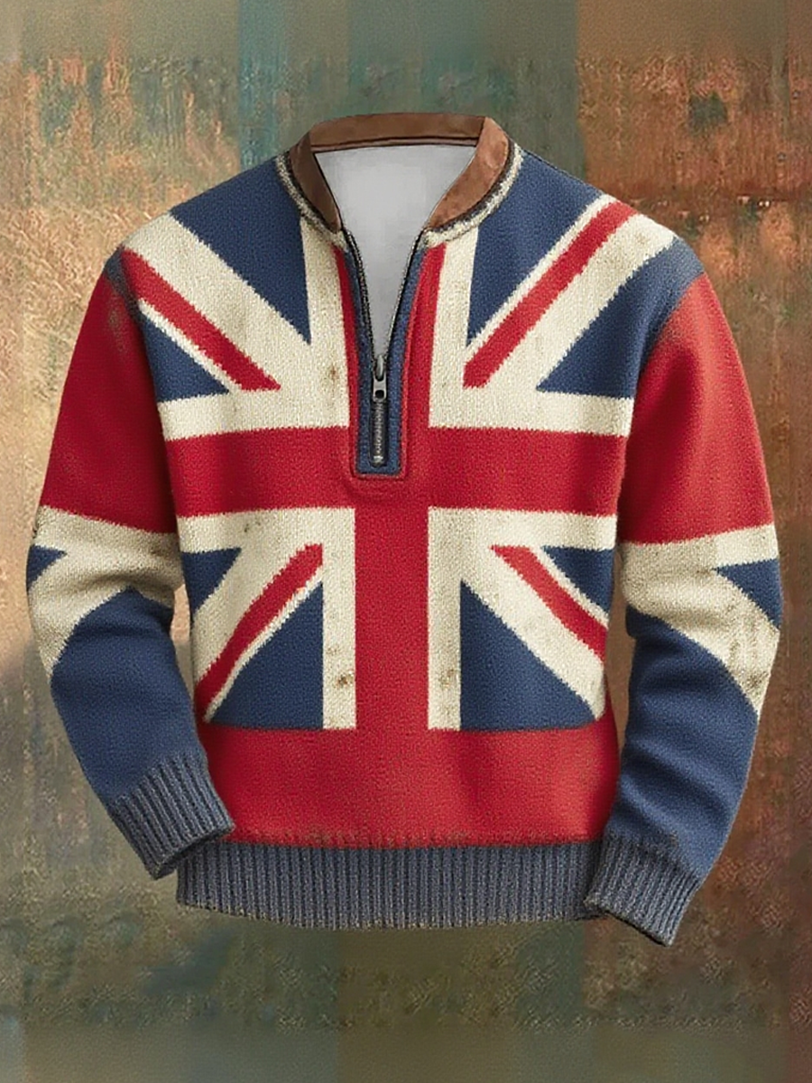 Men's British Flag Patchwork Printed Sweatshirt