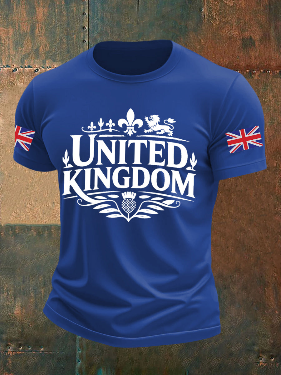 Men's Vintage England Flag Lion Printed T-shirt