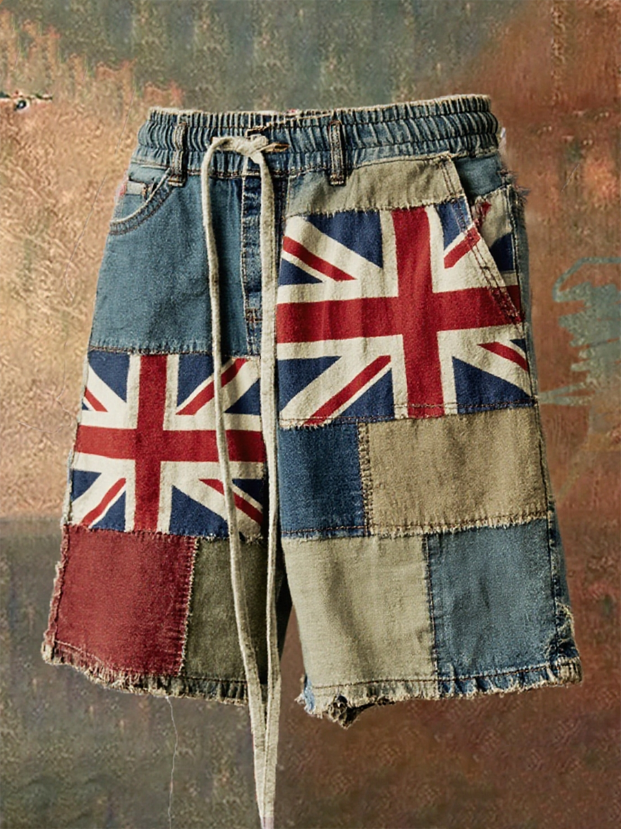 Men's british flag patchwork Printed Shorts