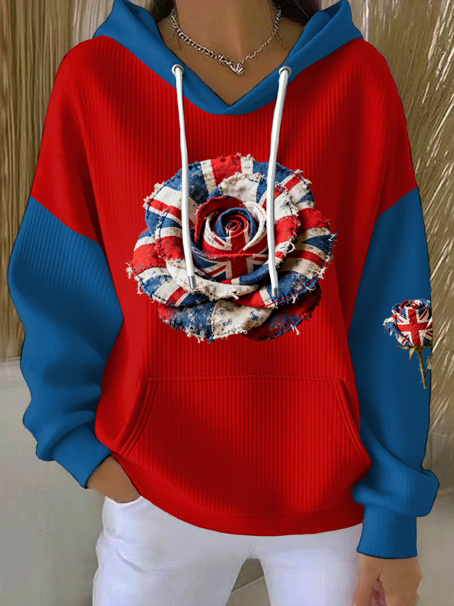 Women's british patchwork Rose Printed Tops