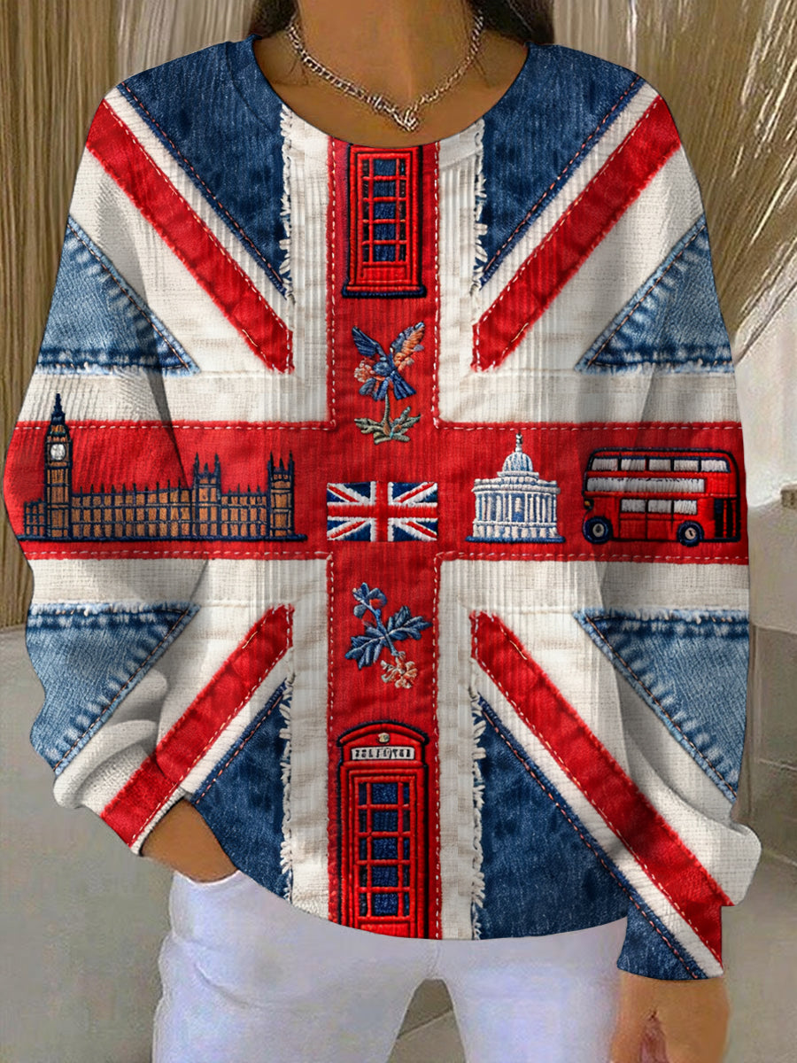 Women's British Flag Print Casual Hoodie