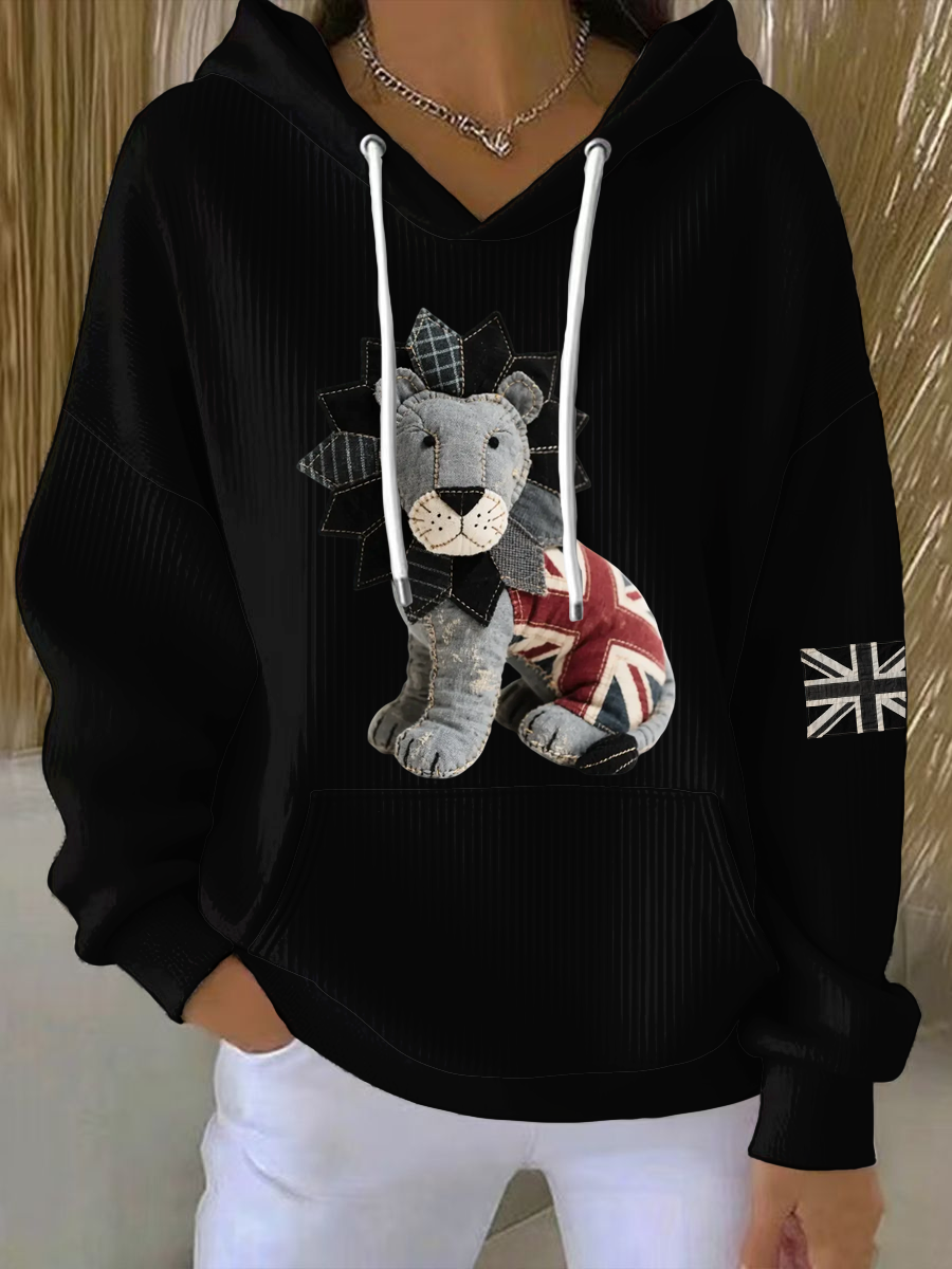 Women's british patchwork Lion Printed Tops