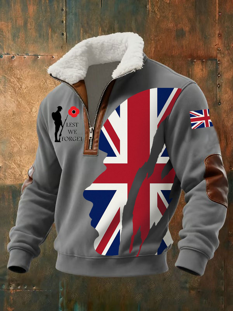 Men's Remembrance Day Lest We Forget aggy Zip-up Hoodie