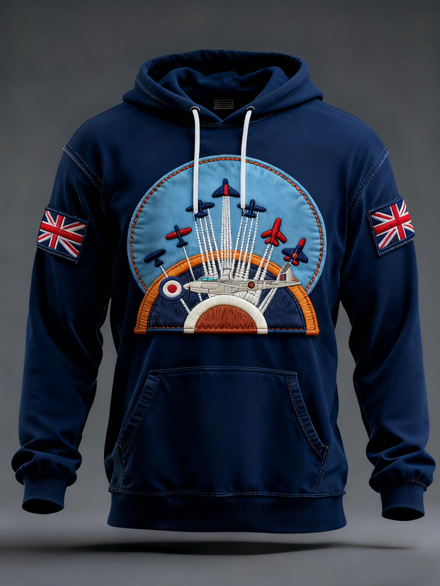 Men's Vintage RAF Wings Of Freedom Print Casual Hoodie