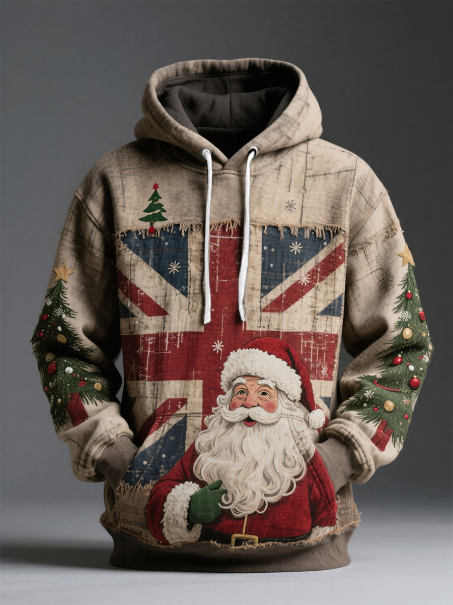 Unisex UK Flag Christmas Santa Printed Hoodie