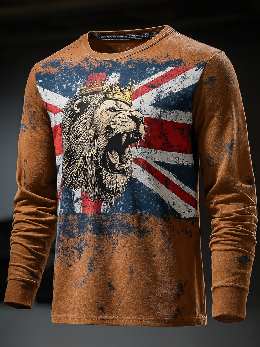 Men's Vintage UK Flag Printed T-shirt