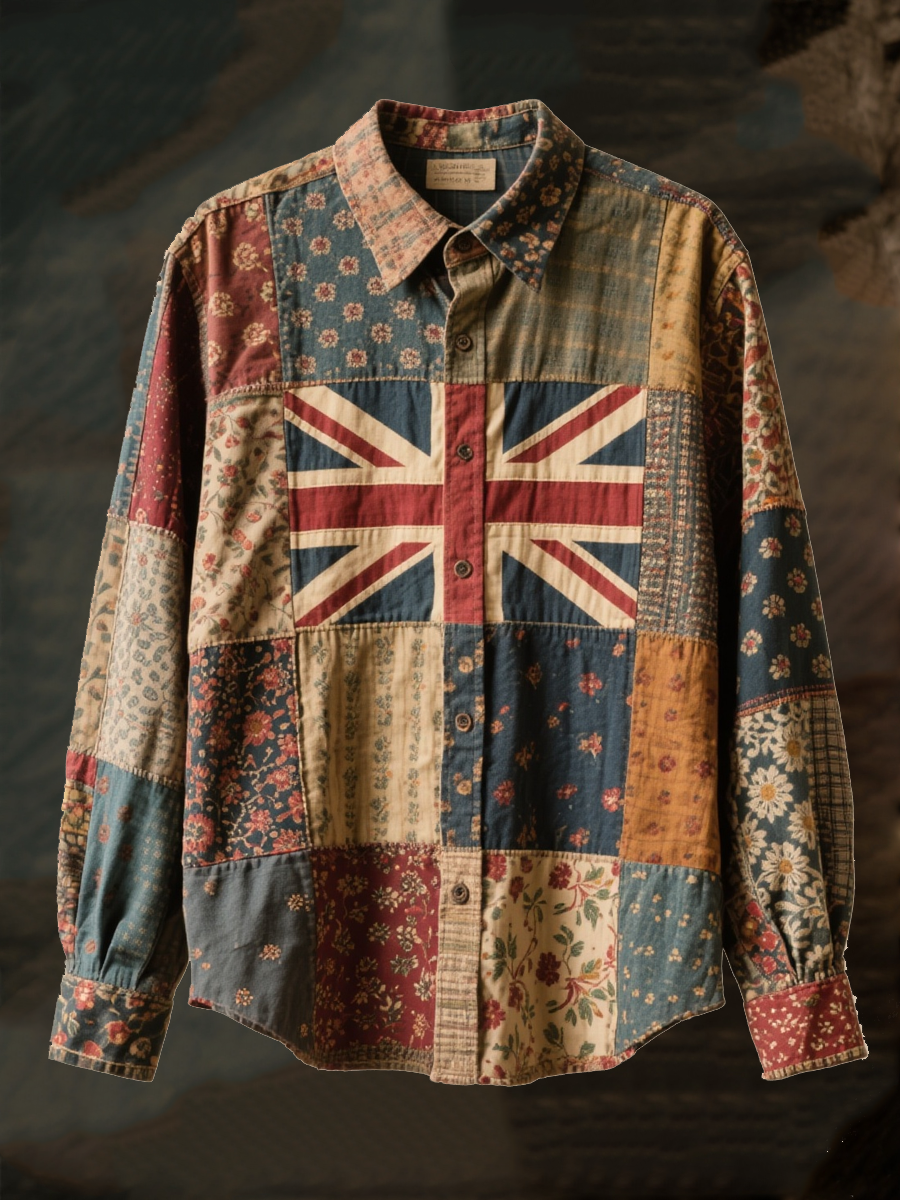 Unisex British Flag Patchwork Printed Shirt