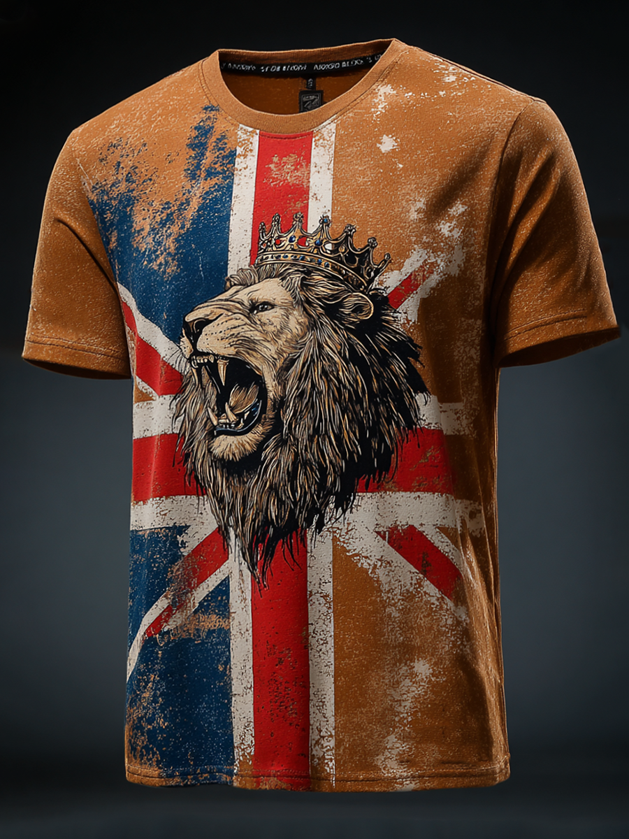 Men's Vintage UK Flag Printed T-shirt
