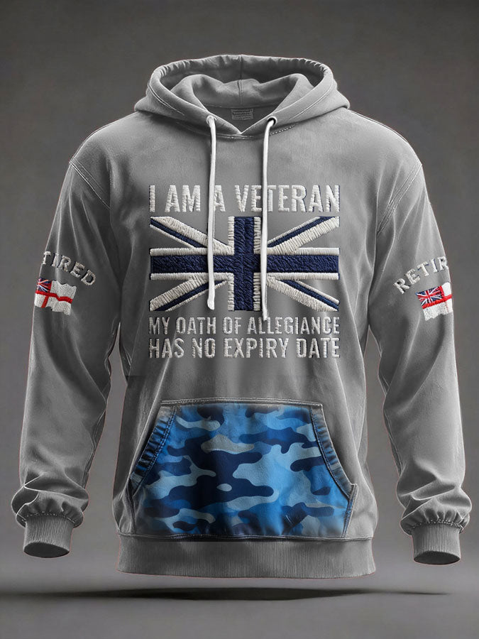 Men's UK Retired Veteran Printed Hoodie