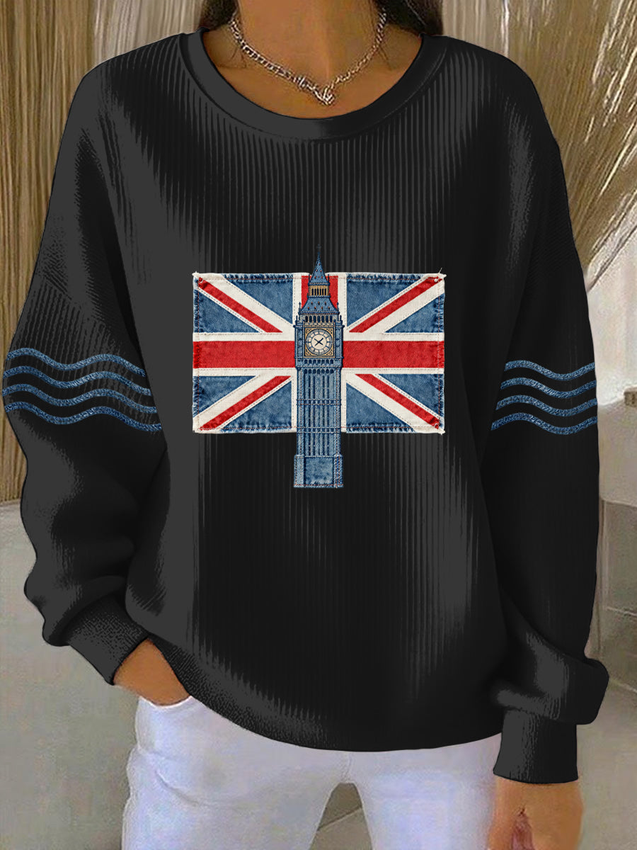 Women's British style Print Casual Sweatshirt