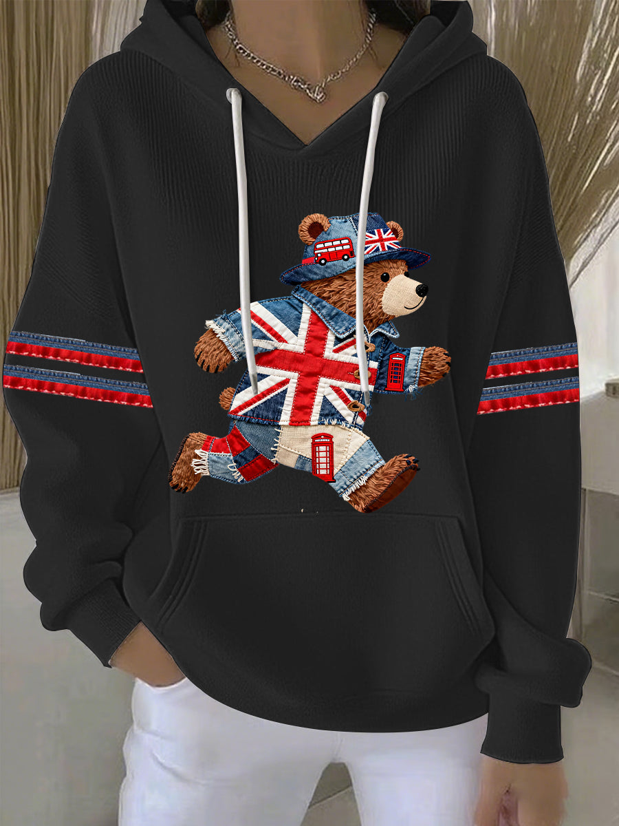 Women's British style Print Casual Hoodie