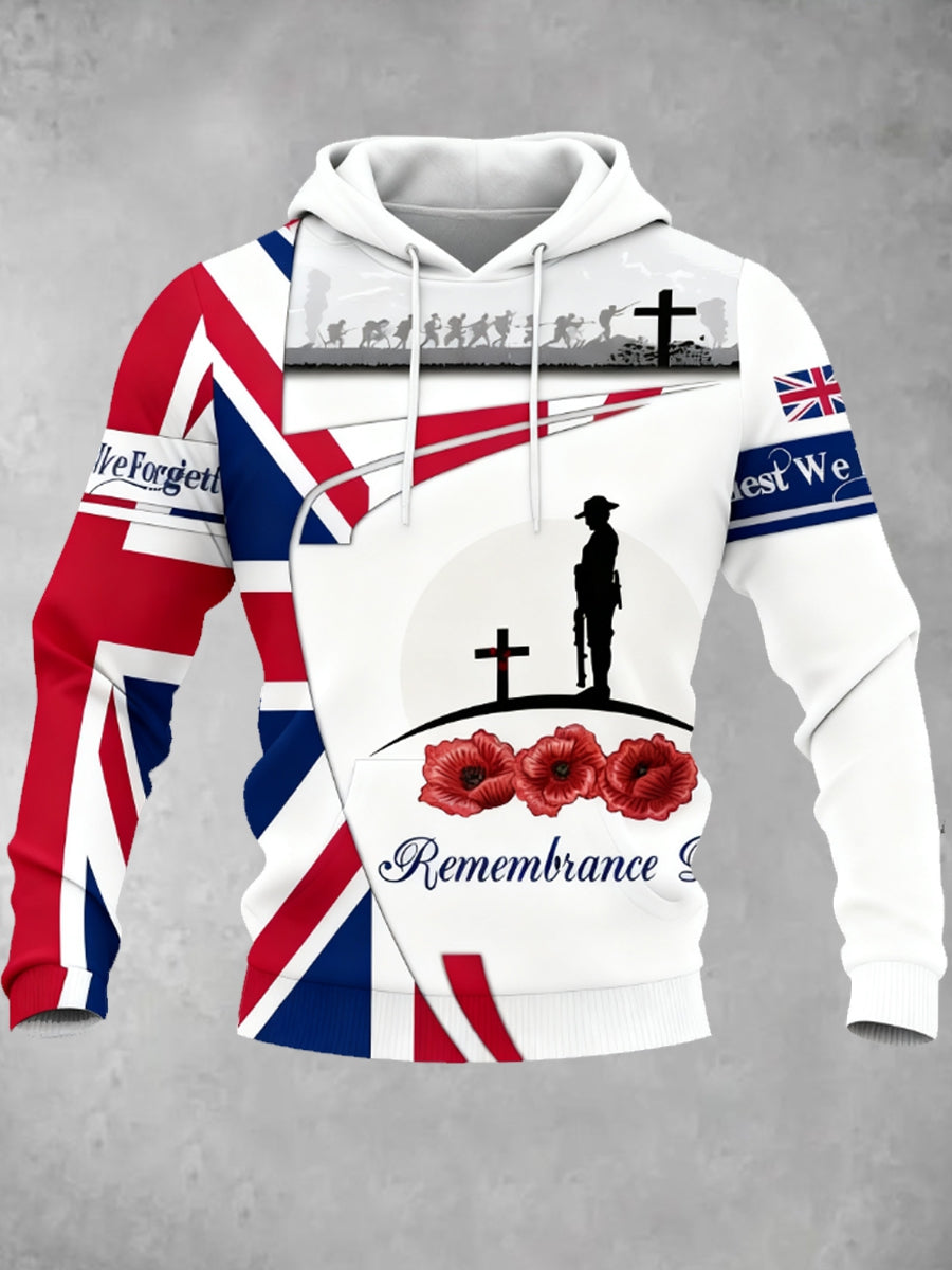 Men's Remembrance Day UK army flag Hoodie