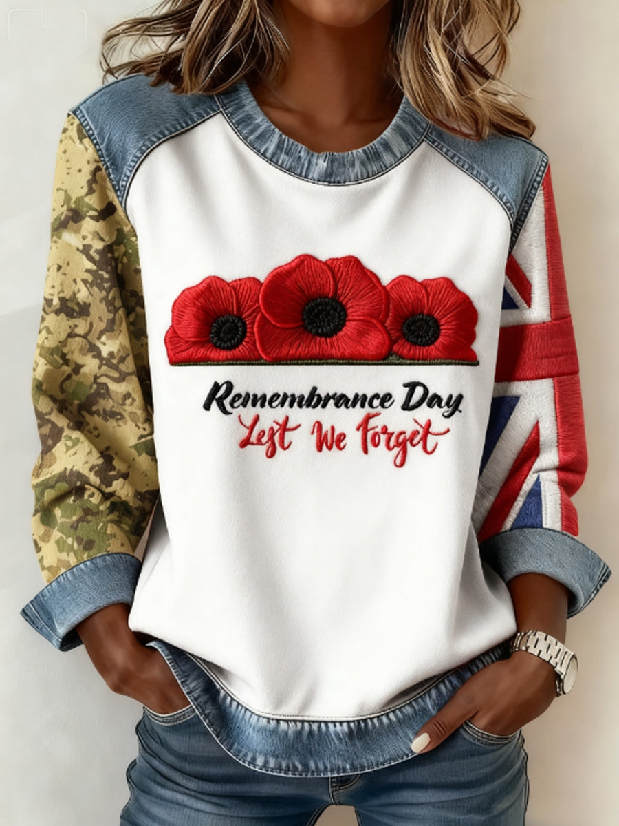 Women's 11th November Remembrance Day LEST WE'S FORGET Poppy Remembrance Sweatshirt