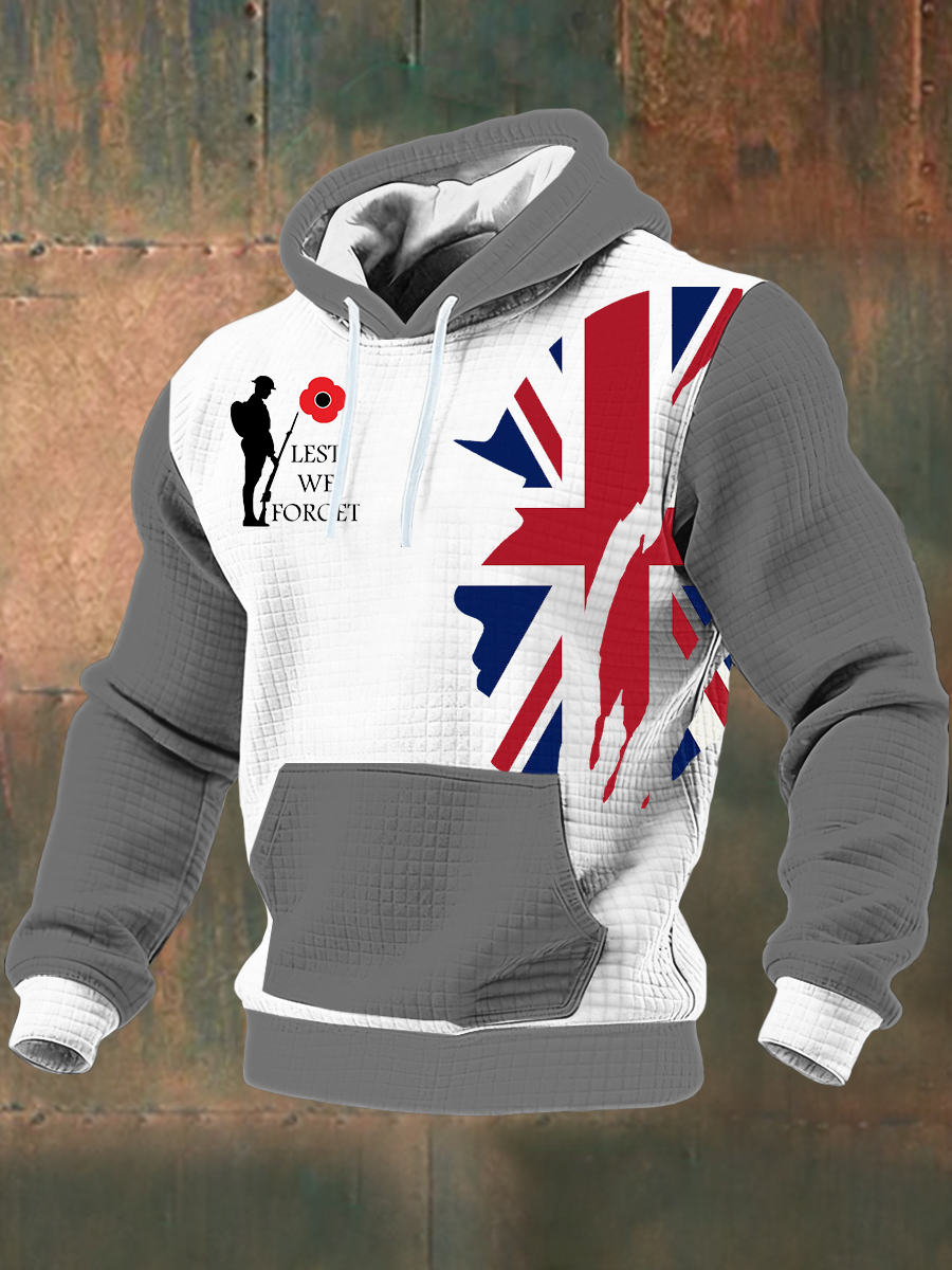 Men's Remembrance Day Lest We Forget Printed Hoodie