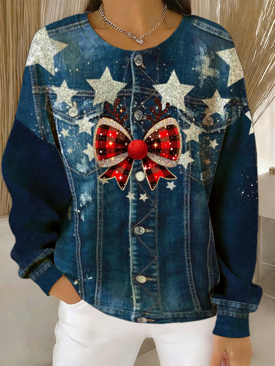 Women's Christmas Animal Art Print Sweatshirt