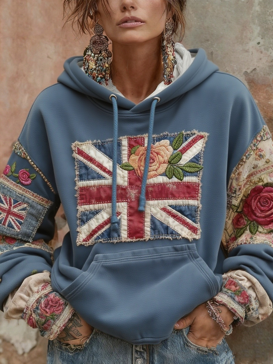 Women's Union Jack and floral hoodie