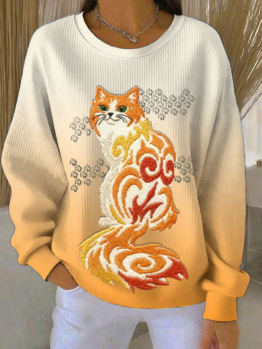 Women's Adorable Cat Thanksgiving Sweatshirt