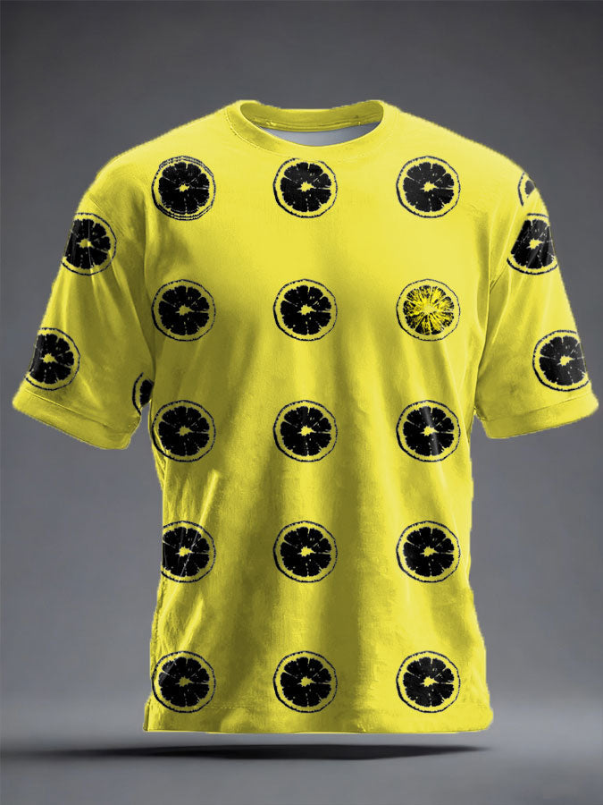 Unisex Lemon Roses Music Lover Printed T-shirt