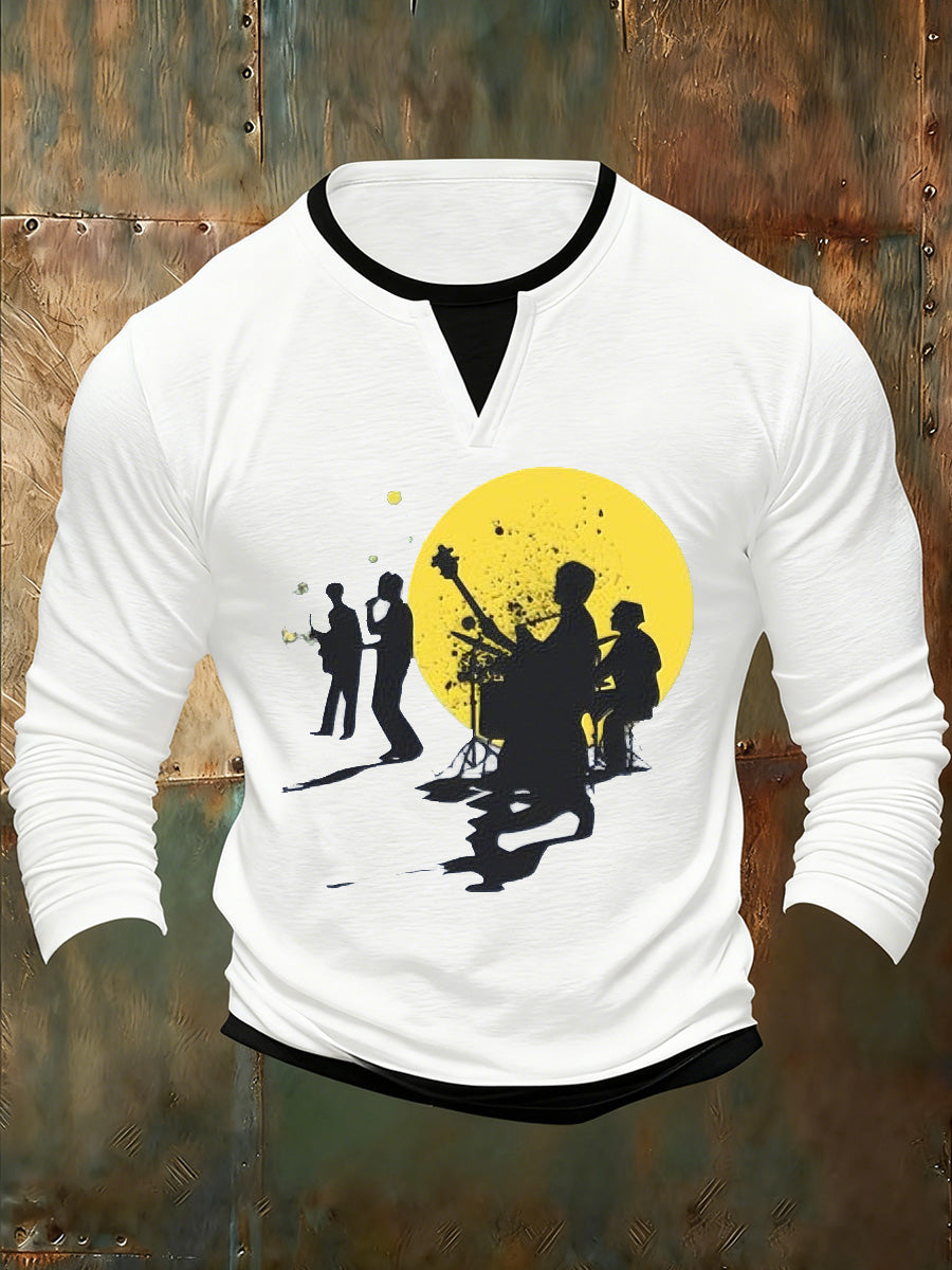 Men's British Print Comfortable Faux Two-Piece T-Shirt