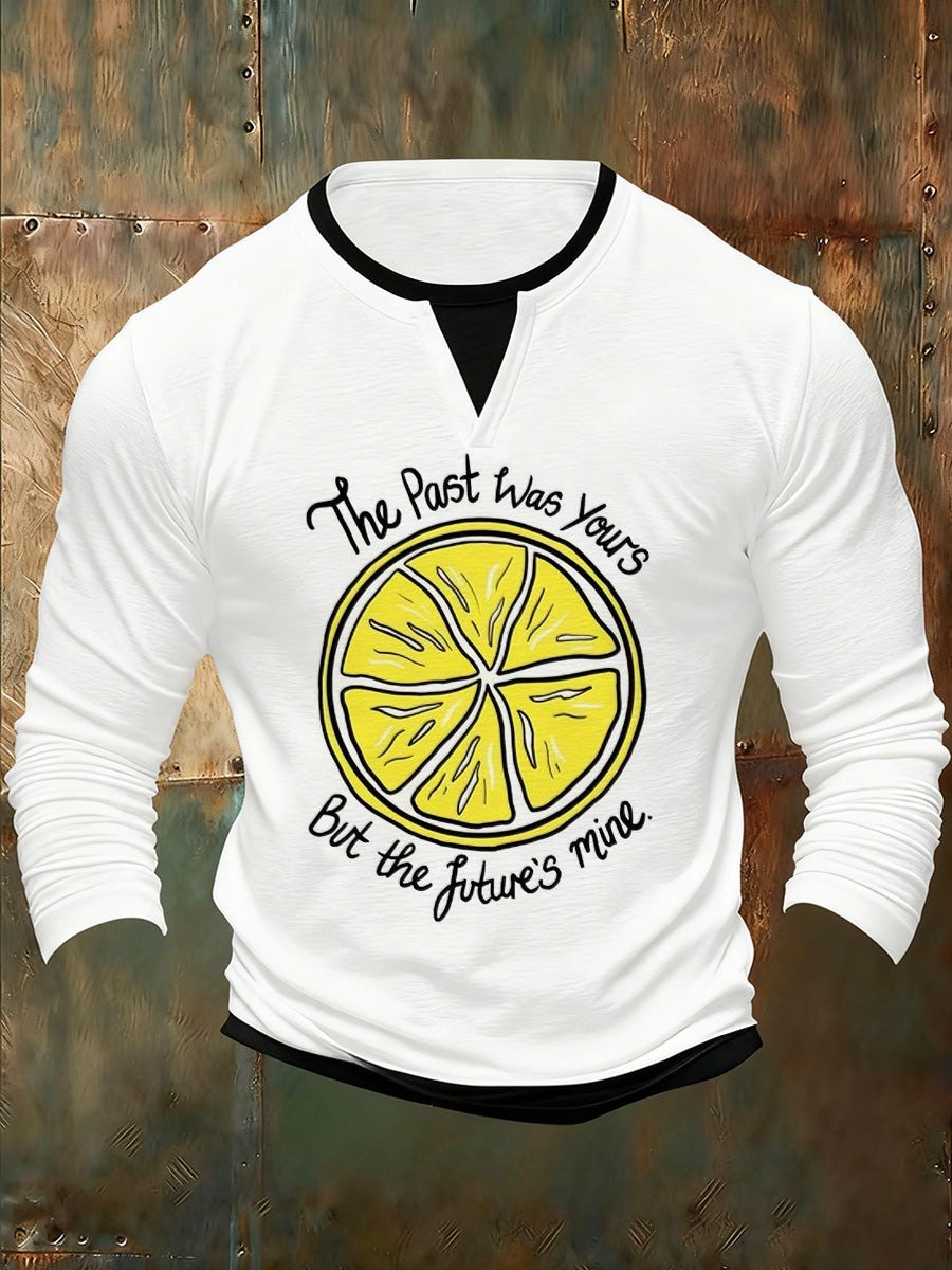 Men's British Print Comfortable Faux Two-Piece T-Shirt