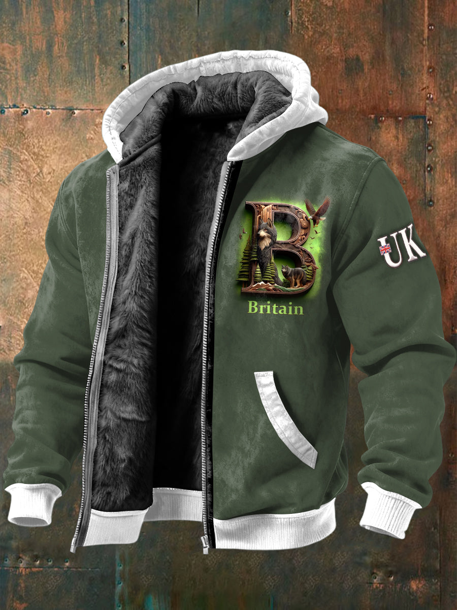 Men's British Flag Initial “B” Fleece-Lined Jacket