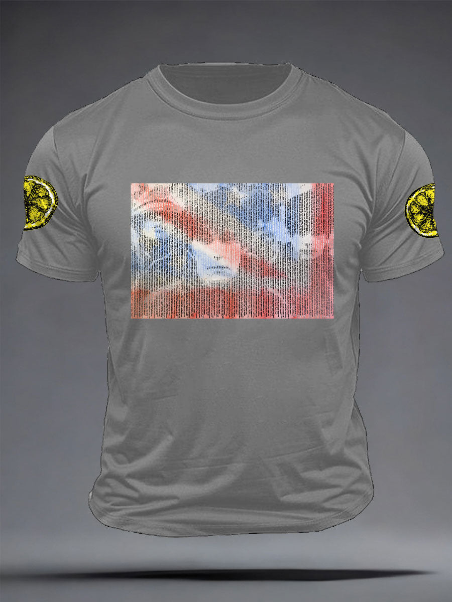 Men's Lemon Roses Music Lover Printed T-shirt