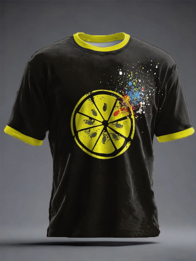 Unisex Lemon Roses Music Lover Printed T-shirt