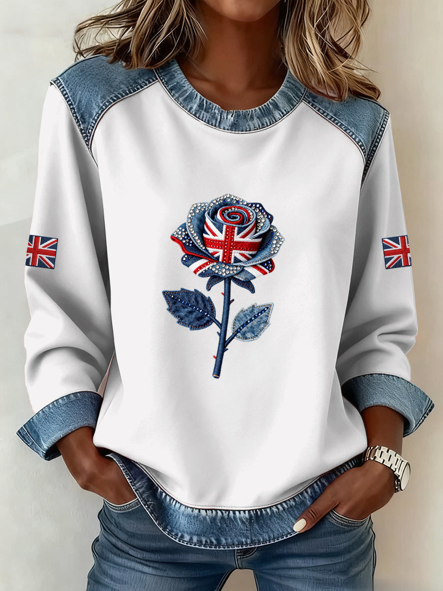 Women's British Style Patchwork Art Sweatshirt