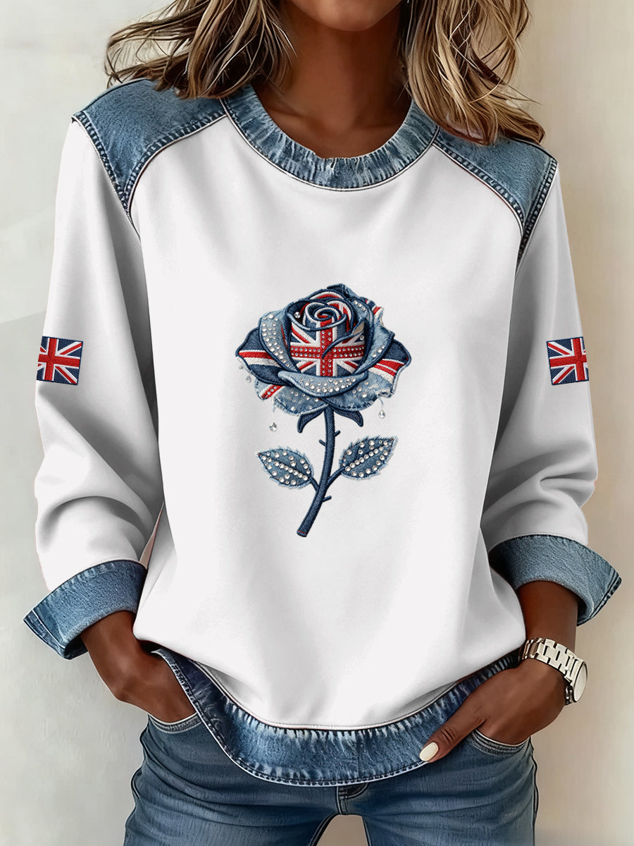 Women's British Style Patchwork Art Sweatshirt