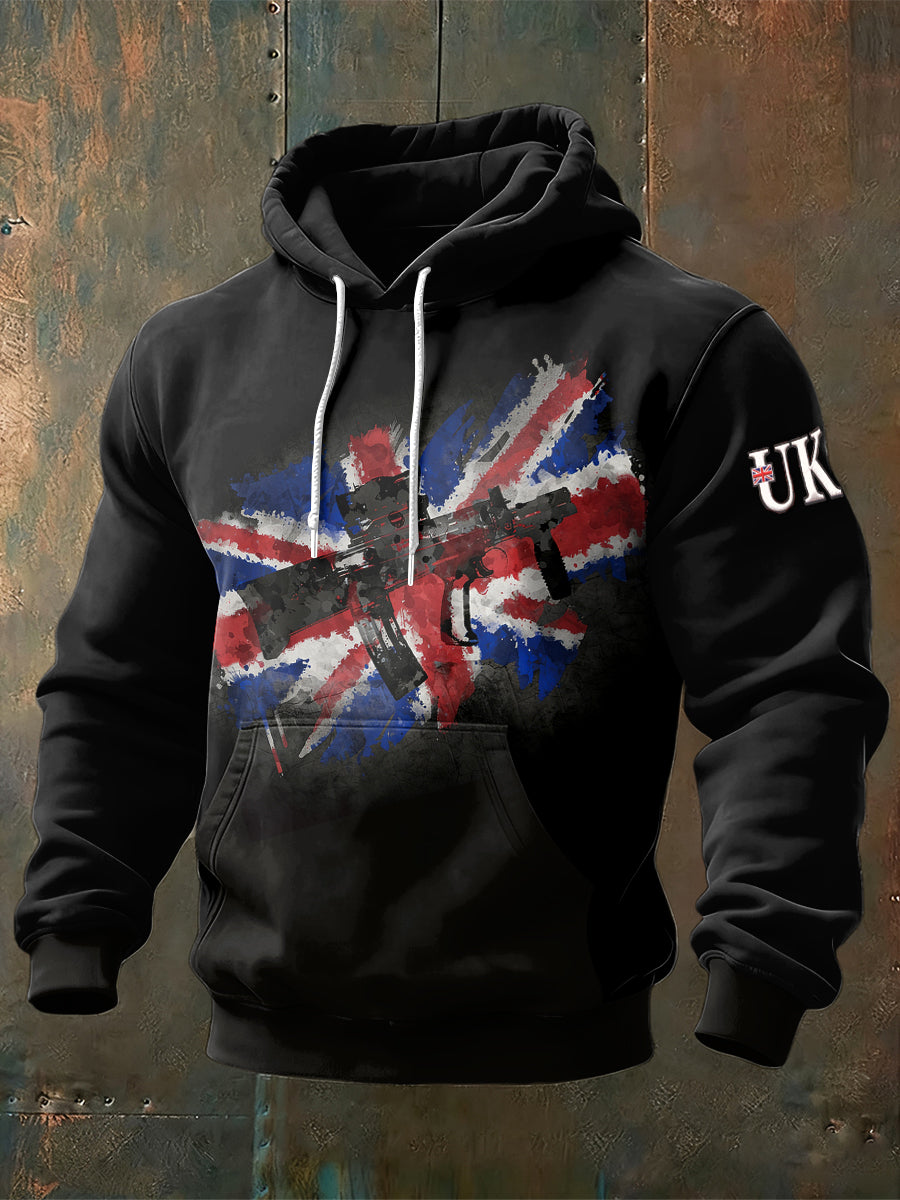 Men's British Gun Print Black Sweatshirt