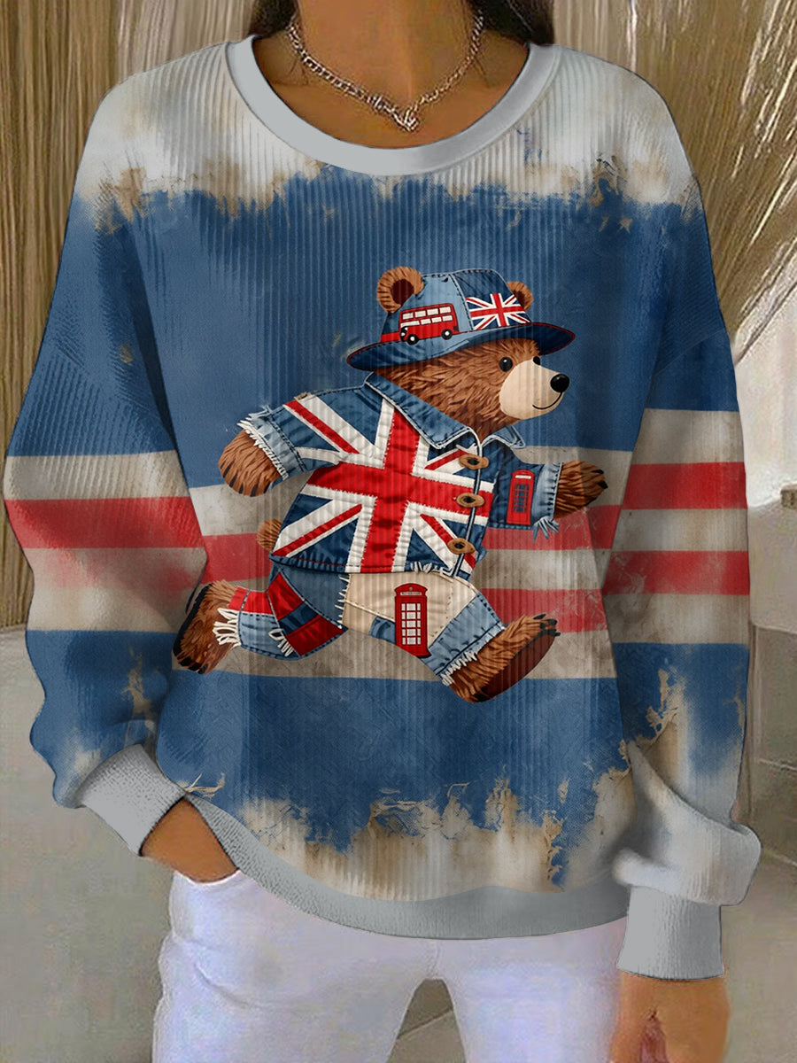 Women's British Style Print Casual Sweatshirt