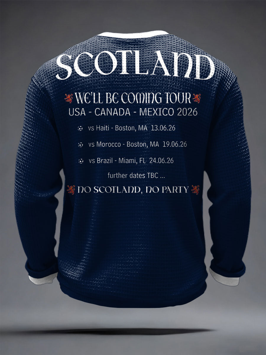 Men's UK Football Lover Scotland We'll Be Coming 2026 Printed Waffle Tops