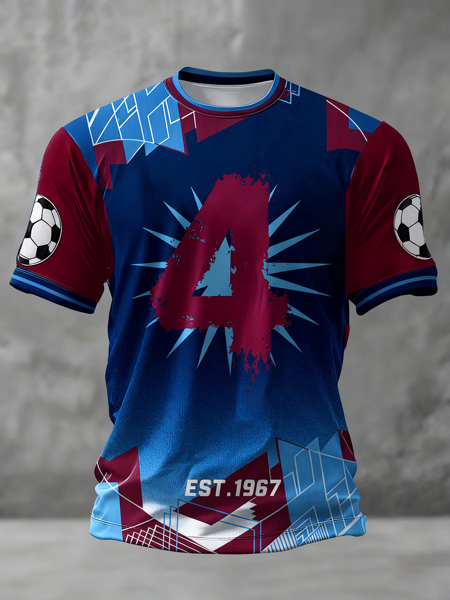 Men's Retro British Football No. 4 Legend Print T-shirt