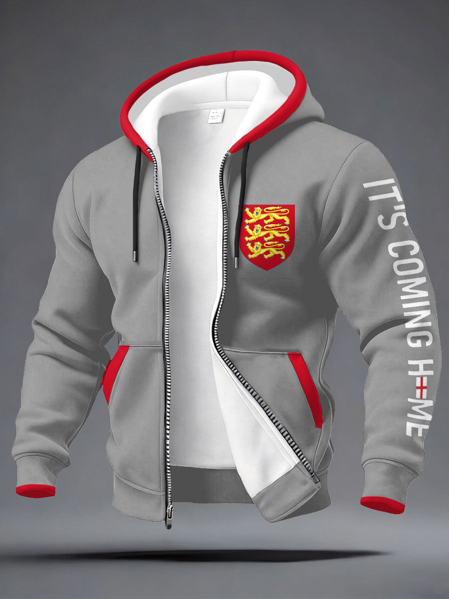 Unisex UK Football Lover England It's Coming Home 2026 Printed Hooded-Coat