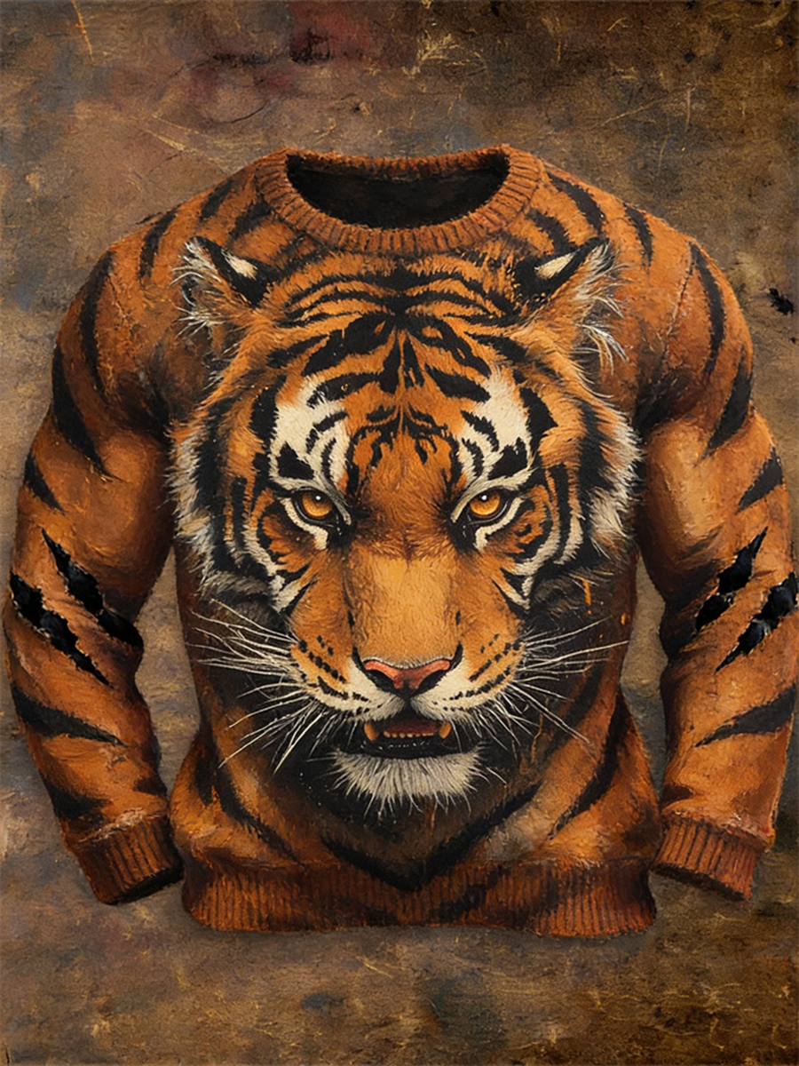 Men'sTiger Imitation Sweater