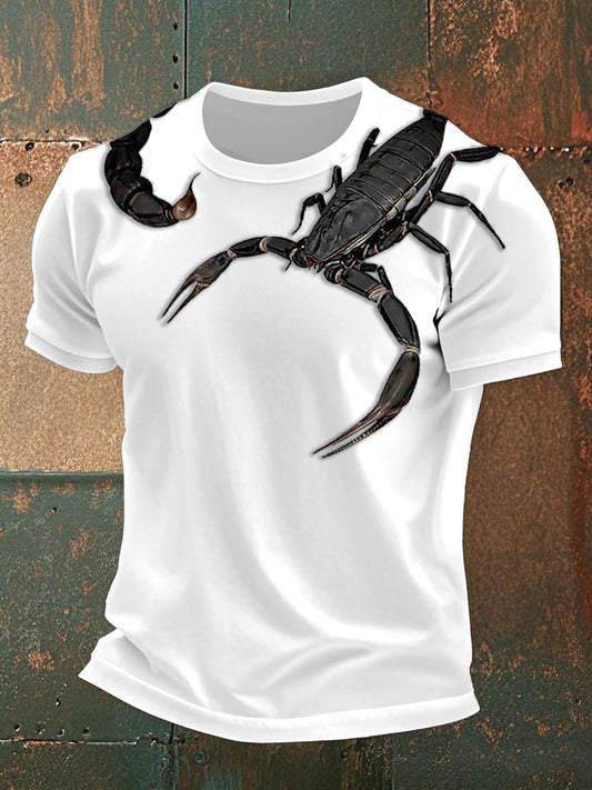 Magliette casual con stampa scorpione da uomo
