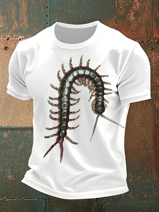 Magliette casual con stampa millepiedi uomo