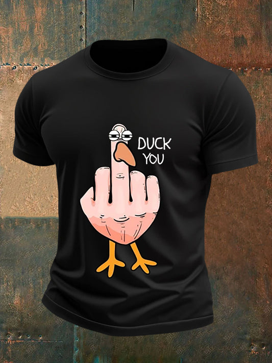T-shirt a manica corta con stampa maleducata da uomo con dita medie divertenti