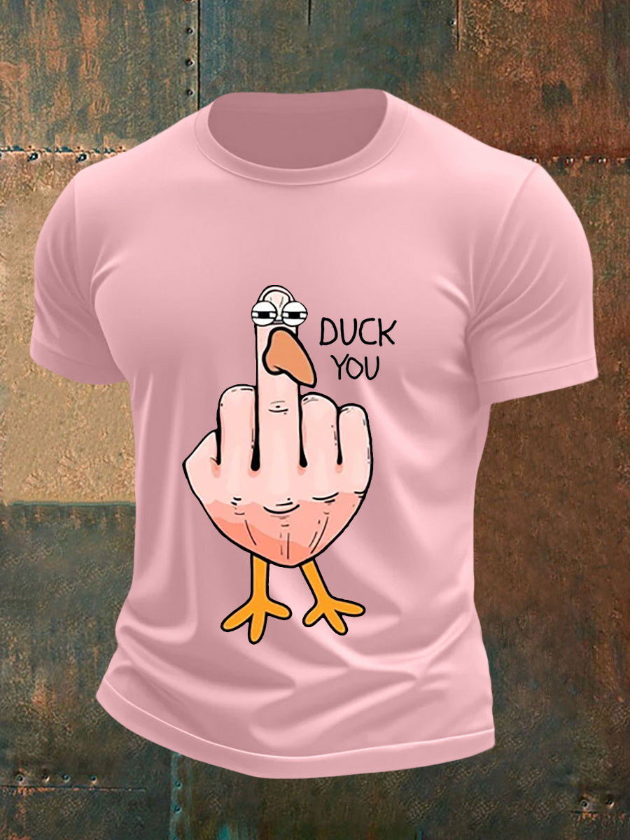 T-shirt a manica corta con stampa maleducata da uomo con dita medie divertenti
