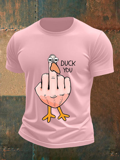 T-shirt a manica corta con stampa maleducata da uomo con dita medie divertenti